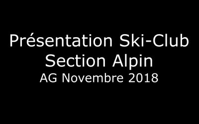 Présentation Ski Club AG – Novembre  2018